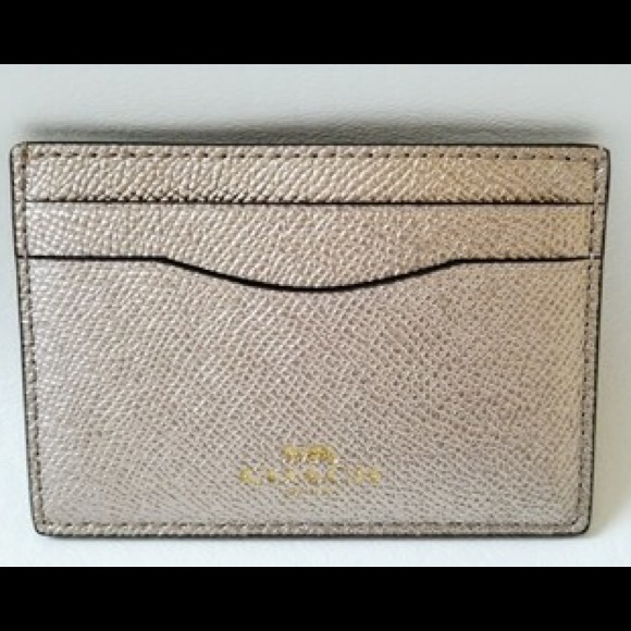 Gold Metallic Leather Card Case Credit Card Holder - Picture 3 of 3